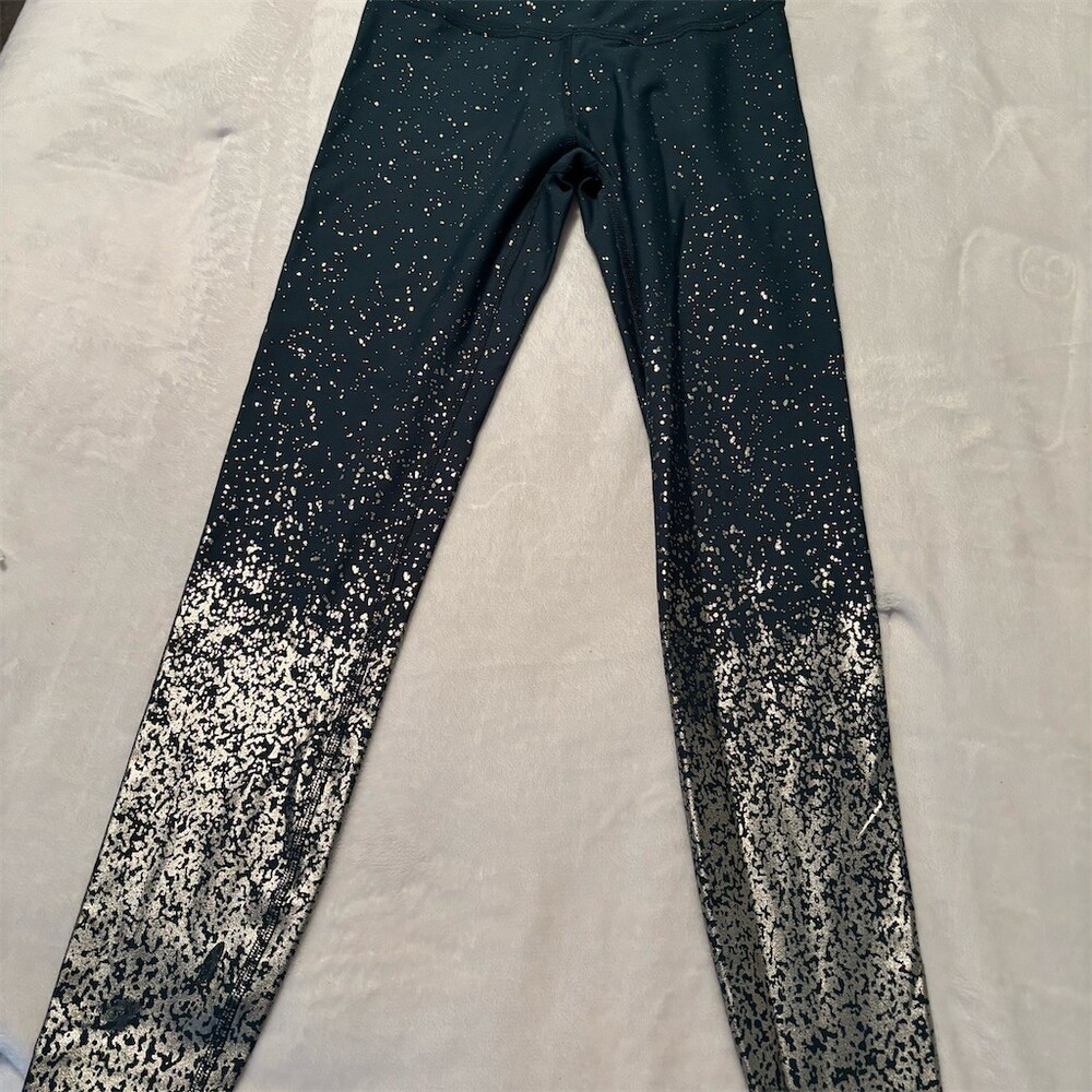Beyond Yoga Leggings Womens XS Dark Teal Silver Speckled Ombre High